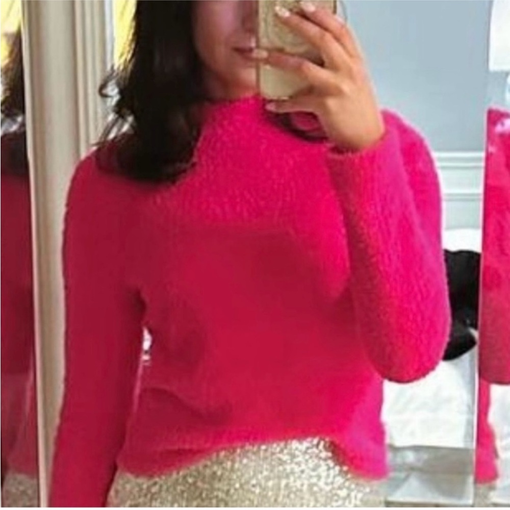 Anthropologie Vibrant Pink Turtleneck Sweater